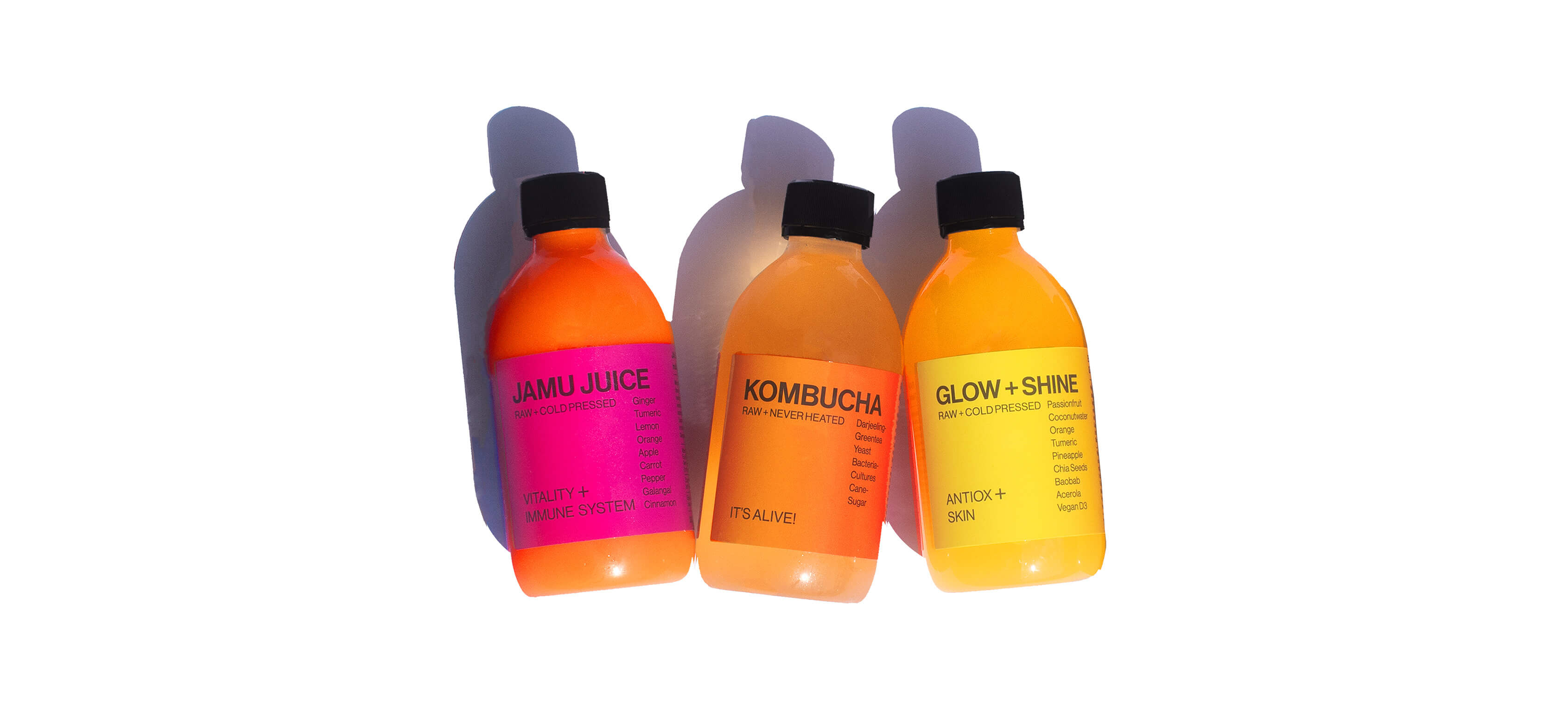 Glow + Shine, Kombucha, Jamu Juice